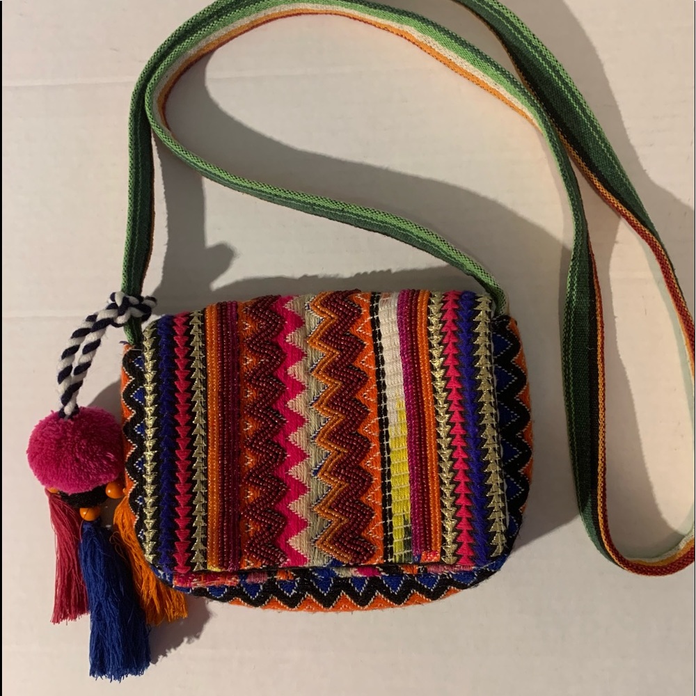 Steven by Steve Madden embroidered and beaded boho crossbody bag